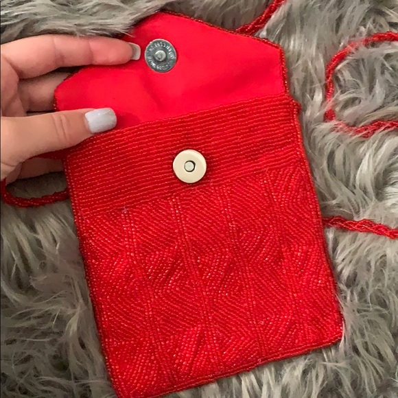 Vintage Red Beaded Crossbody / Satchel - Picture 13 of 14